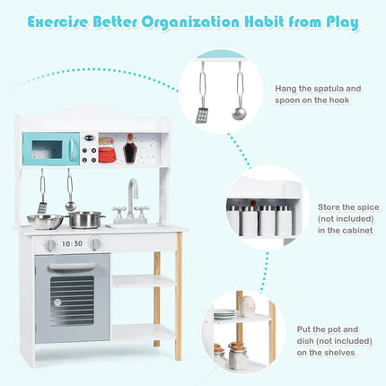 Costzon Kids Kitchen Playset, Cooking Pretend Play Toy Set with Sink - costzon