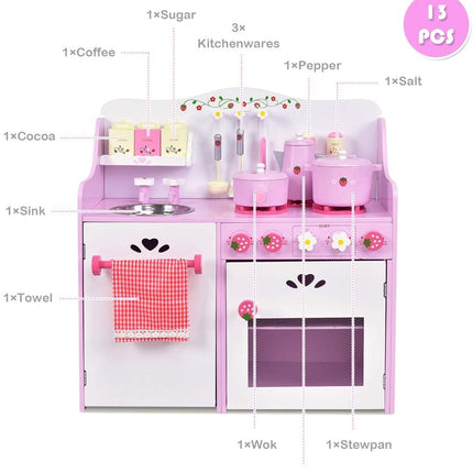 Costzon Kids Kitchen Playset,Toddler Gift Toy (24.4" Height, Pink) - costzon