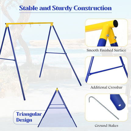 Costzon 550lbs Metal Swing Sets for Backyard, Heavy Duty Full Steel Swing Frame A-Frame Swing Stand