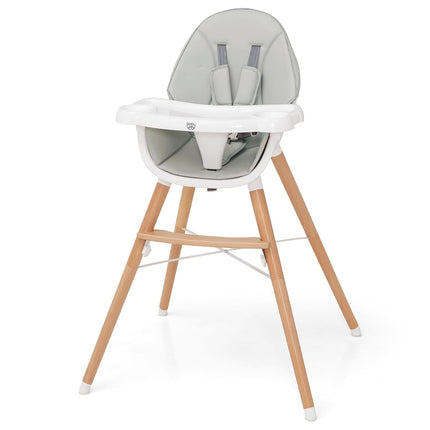 BABY JOY Baby High Chair, Wooden High Chair for Babies & Toddlers with Dishwasher Safe Double Removable Tray