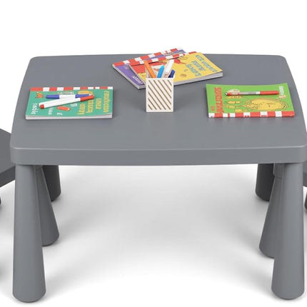 Costzon Kids Table and Chair Set, 3 Piece Plastic Children Activity Table, Toddler Table & Chair