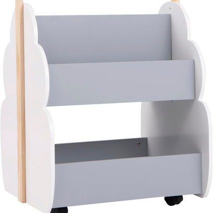 Costzon Kids Wooden Bookshelf w/ Universal Wheels, Toddler Bookcase Toy Organizer for Playing Room