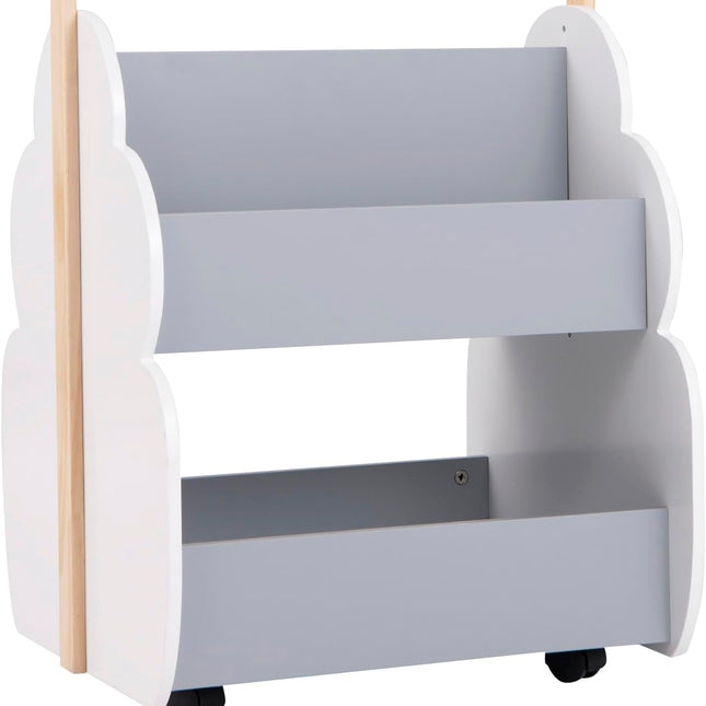 Costzon Kids Wooden Bookshelf w/ Universal Wheels, Toddler Bookcase Toy Organizer for Playing Room