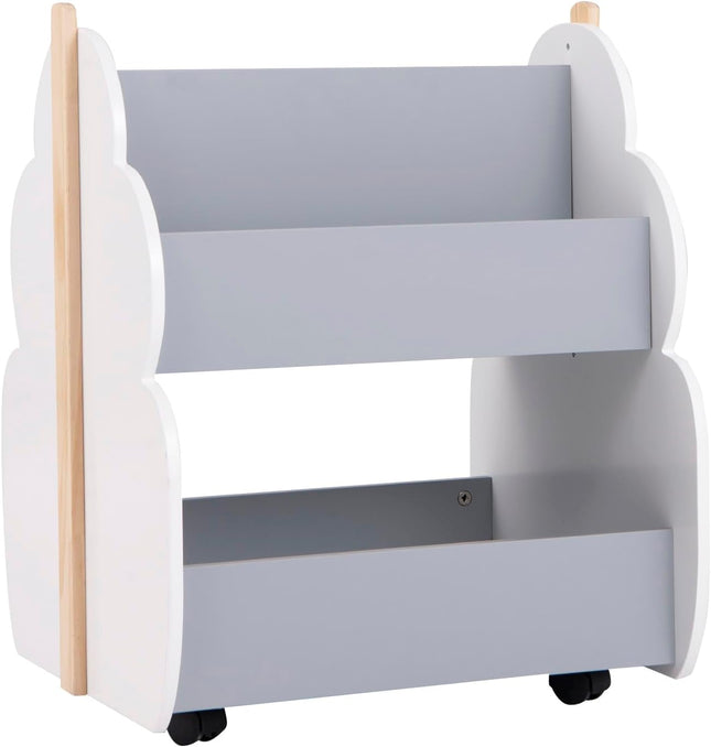Costzon Kids Wooden Bookshelf w/ Universal Wheels, Toddler Bookcase Toy Organizer for Playing Room