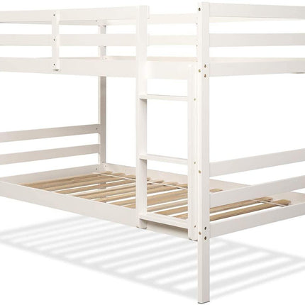 Costzon Twin Bunk Bed, Solid Hardwood Twin Over Twin Bed for Kids with Ladder and Safety Rail - costzon