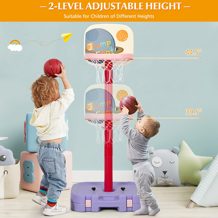 Costzon Kids Basketball Hoop, 2 in 1 Toddler Basketball Hoop Toy Set with Ring Toss & Storage Box for Boys Girls Baby