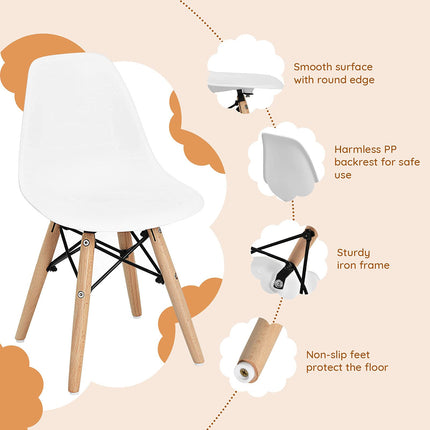Costzon Kids Chair 4 Pcs, Toddler Chair in Mini DSW Size, Mid-Century Plastic Study Chair for Children