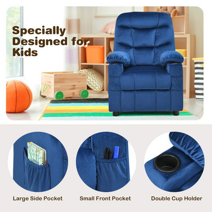 Kids Recliner Chair with Cup Holder - Costzon