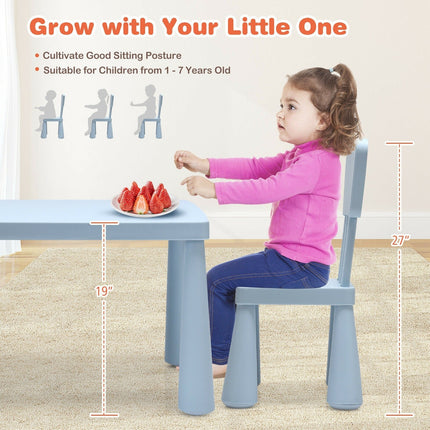 Costzon Kids Table and Chair Set, 3 Piece Plastic Children Activity Table, Toddler Table & Chair
