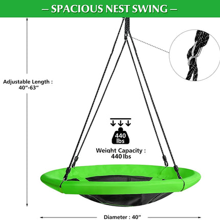 Costzon 40'' Saucer Tree Swing, Round Flying Nest Tree Swing with Oxford Cloth Platform