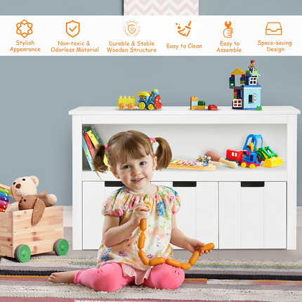 Costzon Toy Storage Organizer, Wooden Toy Bin Chest with 3 Removable Drawers