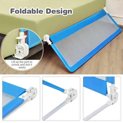 Costzon Bed Rails for Toddlers, 71'' Extra Long, Swing Down Bed Guard w/Safety Strap for Convertible Crib