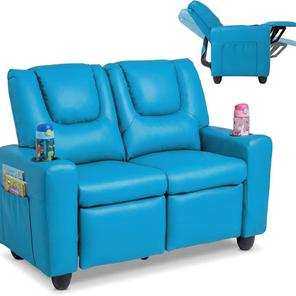 Costzon 2-Seater Kids Recliner 2 Cup Holders 2 Side Storage Pockets
