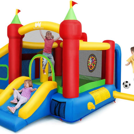 Costzon Inflatable Bounce House 7-in-1 Jump and Slide Bouncer w/ Basketball Rim