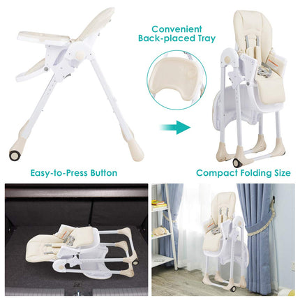 BABY JOY Convertible High Chair for Babies & Toddlers, Height Adjustable, Grow & Go High Chair w/Recline & Footrest - costzon
