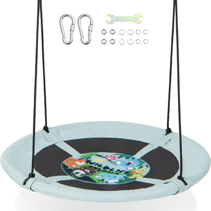 Costzon 40” Saucer Tree Swing for Kids, Flying Saucer Swing with Carabiners, Adjustable Hanging Ropes