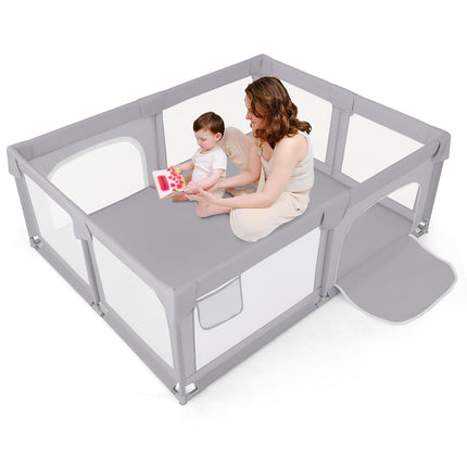 Costzon Large Baby Playpen, 75" x 59" Baby Activity Center w/Zippered Doors