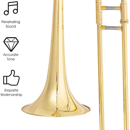 Costzon B Flat Tenor Slide Trombone Brass, Sound for Standard Student Beginner - costzon
