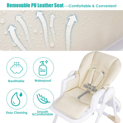 BABY JOY Convertible High Chair for Babies & Toddlers, Height Adjustable, Grow & Go High Chair w/Recline & Footrest - costzon