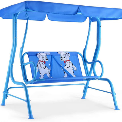 2 Seats Outdoor Lounge Chair Hammock with Canopy, Patio Deck Furniture for Kids - costzon