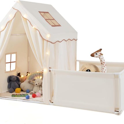 Indoor Large Toddler Pretend Playhouse w/Playpen Door Curtains Viewing Windows