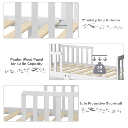 Classic Design Rubber Wood Kids Bed - Costzon