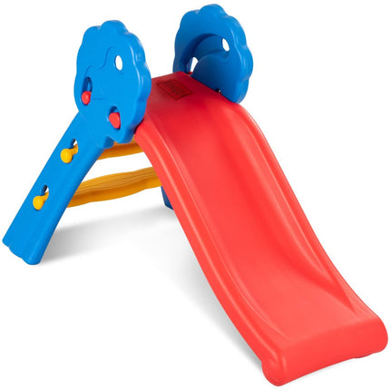 BABY JOY Folding Slide, Plastic Play Slide Climber for Kids (Floral Rail) - costzon