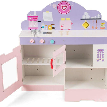 Costzon 2 in 1 Kids Play Kitchen and Restaurant, Double Sided Wooden Pretend Cooking Playset with Sink - costzon