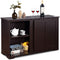 Antique Stackable Cabinet for Home Cupboard Buffet Dining Room (Espresso Sideboard with Sliding Door) - costzon