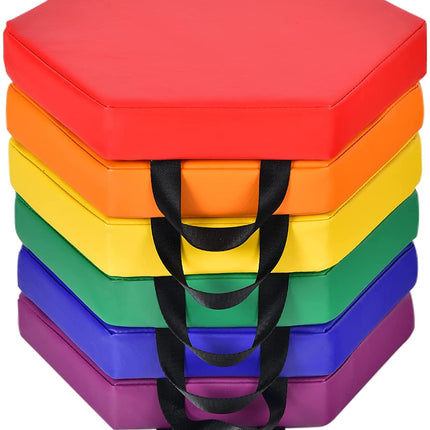 Costzon 6-Piece Kids Floor Cushion, 3" Thick Waterproof Foam Cushion w/ Handle, 15 inch Soft Flexible Seating for Classroom