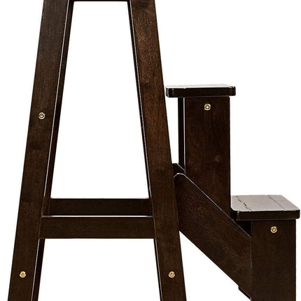 Folding Step Stool 3 Tier Wood Ladder, 3-in-1 Design with Ladder - costzon