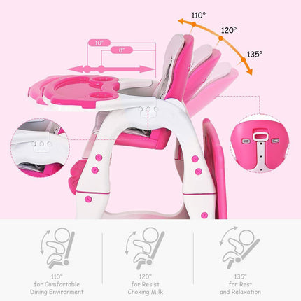 Baby High Chair, 3 in 1 Infant Table and Chair Set - costzon
