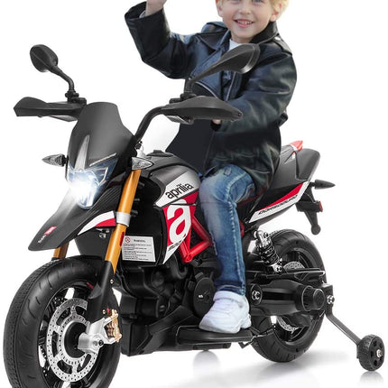 Costzon 12V Kids Motorcycle, Licensed Aprilia Electric Motorcycle Ride On Toy w/ Training Wheels,Red - costzon