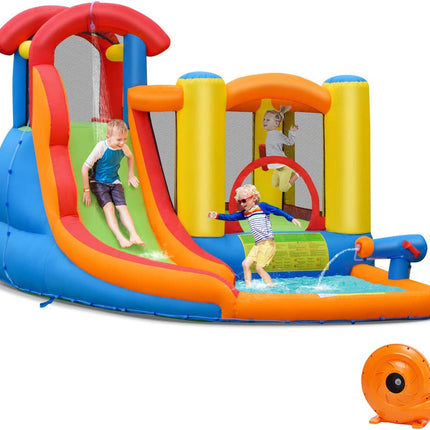 BOUNTECH 6 in 1 Water Slide Jumping Park w/Splashing Pool