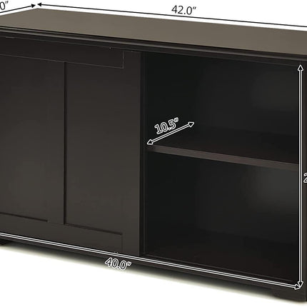 Antique Stackable Cabinet for Home Cupboard Buffet Dining Room (Espresso Sideboard with Sliding Door) - costzon