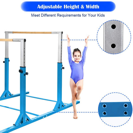 Costzon Double Horizontal Bars, Junior Gymnastic Training Parallel Bars w/11-Level 38-55" Adjustable Heights, 264lbs - costzon