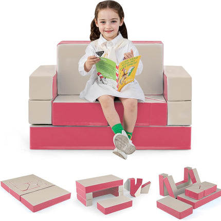 Costzon Kids Play Couch 4 in 1 Multifunctional Foam Climbing Blocks