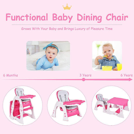 Baby High Chair, 3 in 1 Infant Table and Chair Set - costzon