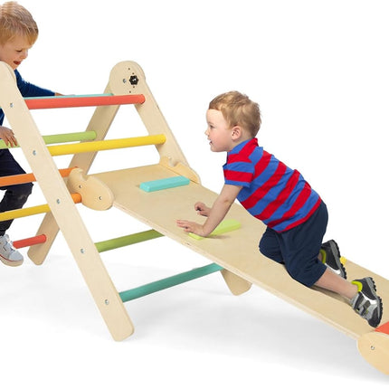 Costzon Climbing Toys for Toddlers, 4 in 1 Foldable Wooden Montessori Baby Climbing Gym