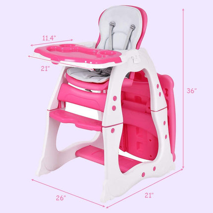 Baby High Chair, 3 in 1 Infant Table and Chair Set - costzon