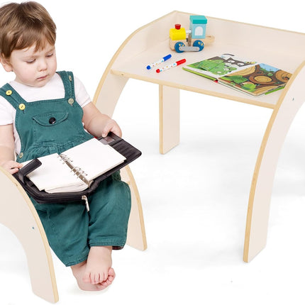Costzon Kids Table and Chairs, Wooden Activity Desk and Chair with Wide Tabletop, 23.5” x 23.5” x 19.5”