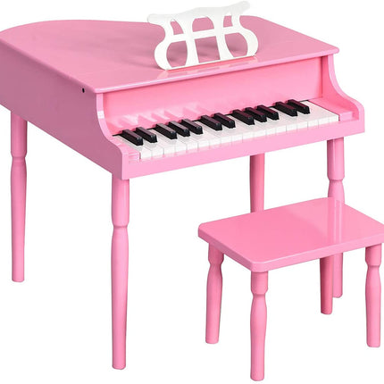 Costzon Classical Kids Piano, 30 Keys Wood Toy Grand Piano with Music Stand and Bench - costzon