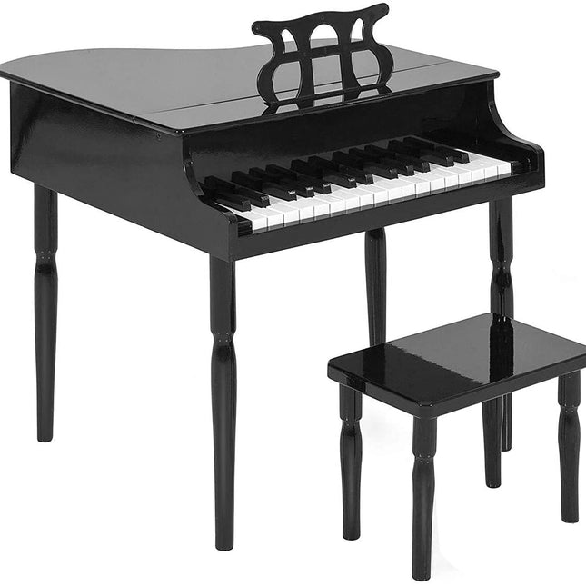 Costzon Classical Kids Piano, 30 Keys Wood Toy Grand Piano with Music Stand and Bench - costzon