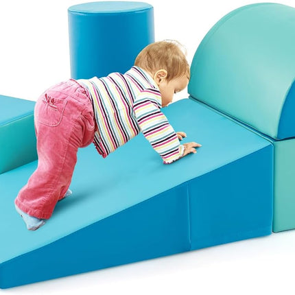 Costzon 5 Pieces Climbing Toys for Toddlers, Soft Foam Block Play Structures Infants Climbers for Child Development