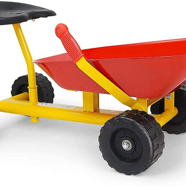 Kids Ride-on Sand Dumper, Children Outdoor Sandbox Toy w/ Ergonomic Handle & 4 Wheels - costzon