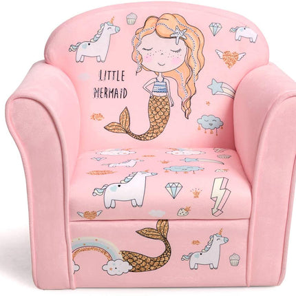 Costzon Kids Sofa, Children Armrest Chair with Pattern, Toddler Furniture w/Sturdy Wood Construction for Boys & Girls - costzon