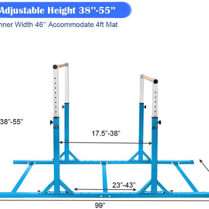 Costzon Double Horizontal Bars, Junior Gymnastic Training Parallel Bars w/11-Level 38-55" Adjustable Heights, 264lbs - costzon