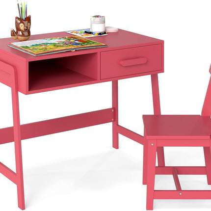 Costzon Kids Desk and Chair Set Wooden Children's School Chair Set