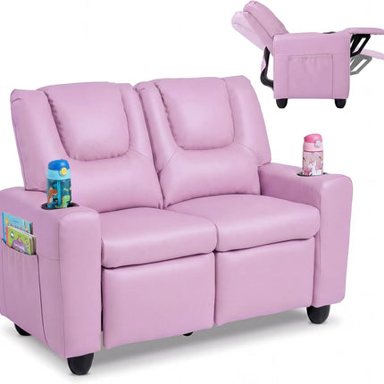 Costzon 2-Seater Kids Recliner 2 Cup Holders 2 Side Storage Pockets