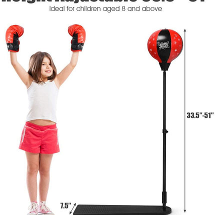 Kids Punching Bag, Height Adjustable Boxing Set - costzon